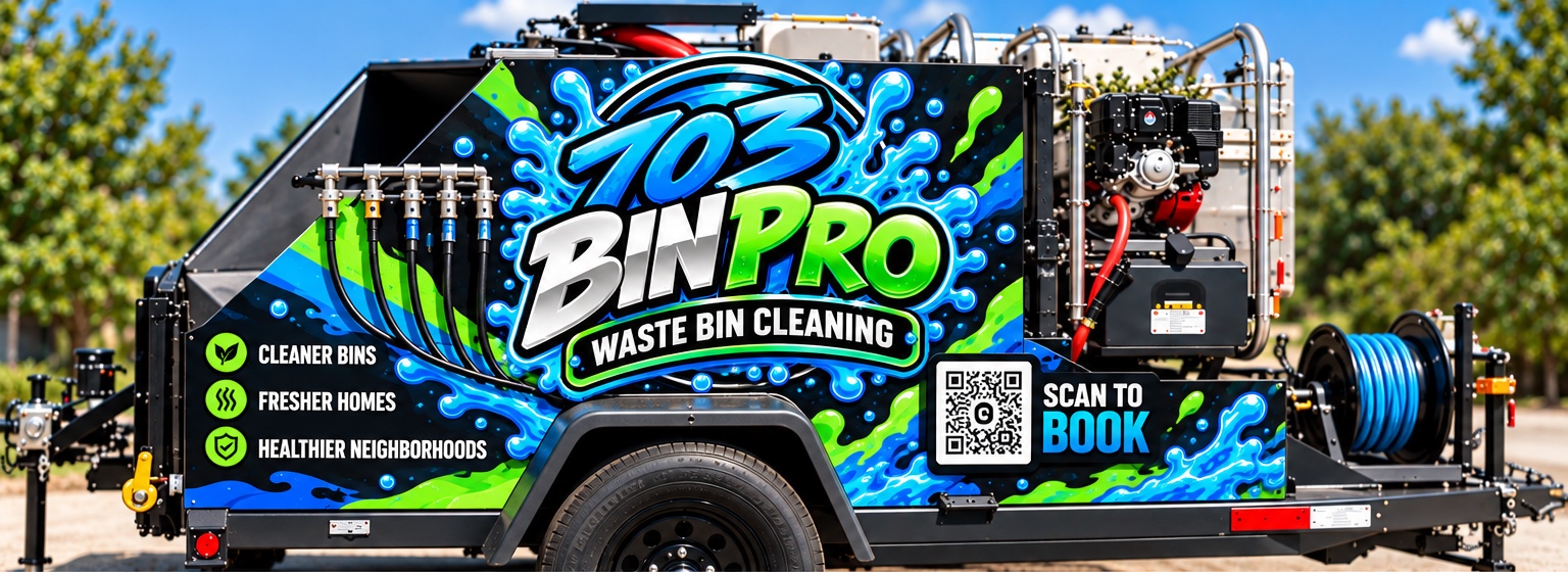 703 Bin Pro trailer wrap concept in electric blue and lime green